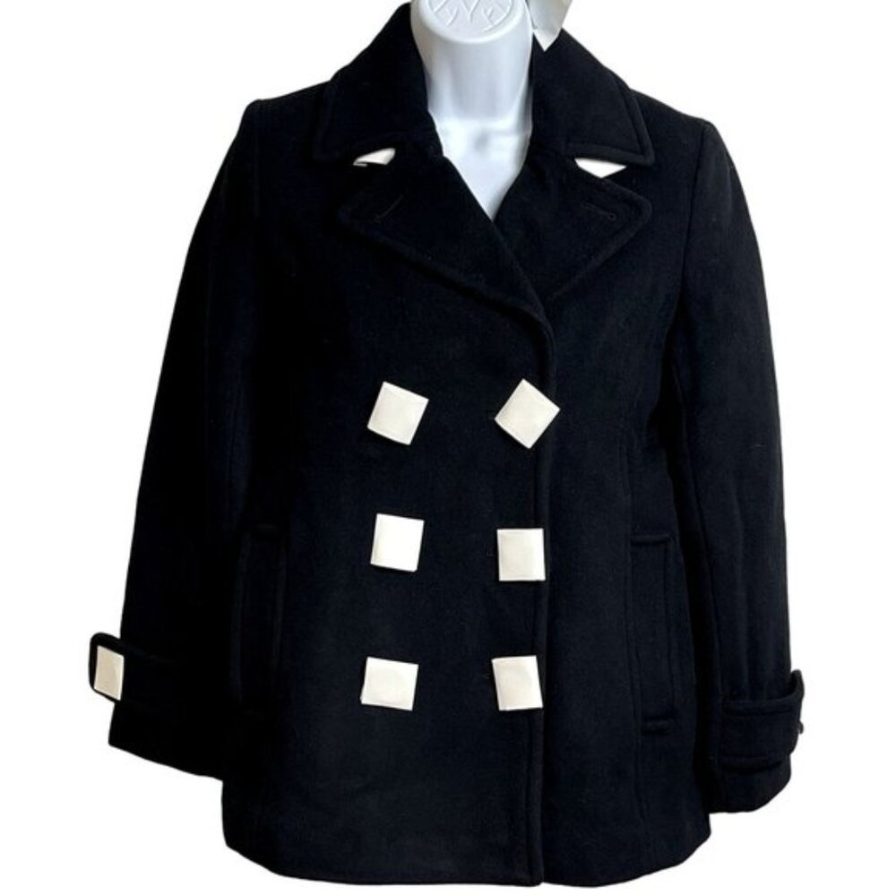 Land's End‎ Womens Insulated Peacoat Coat Size 2P Wool Cashmere Blend Black NWT